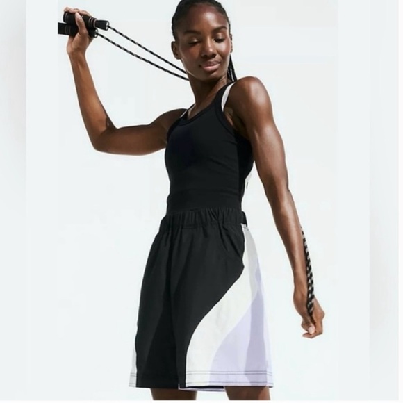 Free People FP Movement Double Bounce One Piece Black Purple Shortsie Romper S - Picture 5 of 12